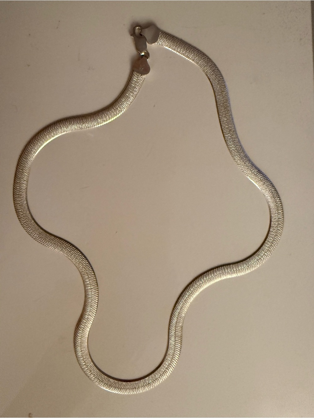 Silver Textured Snake Chain Necklace - Women Jewelry